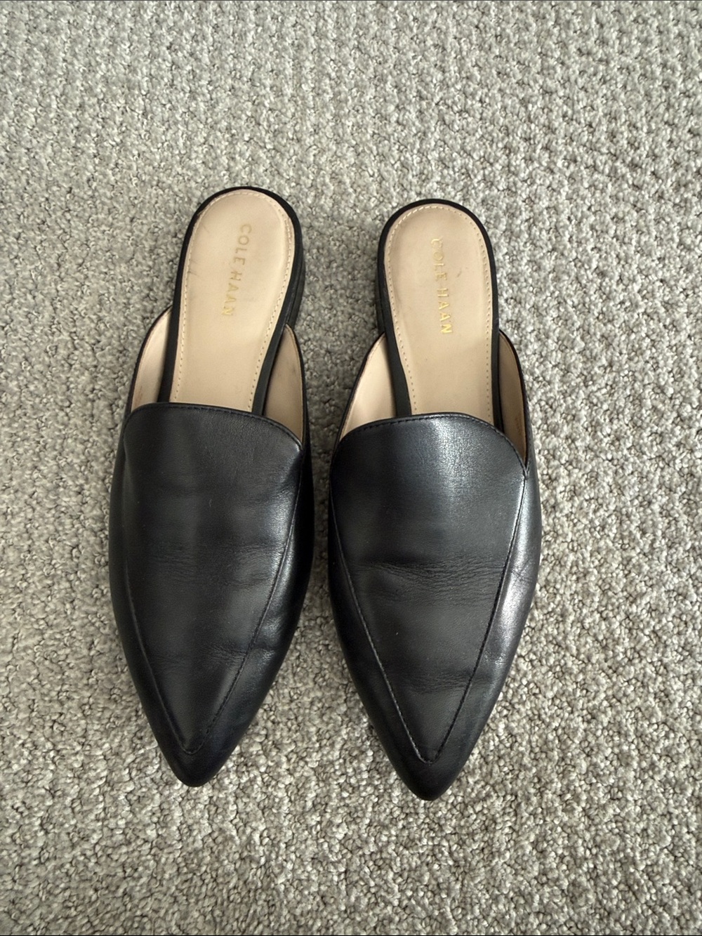 Cole Haan Black Leather Pointed Mule Slip-On Sz 6
